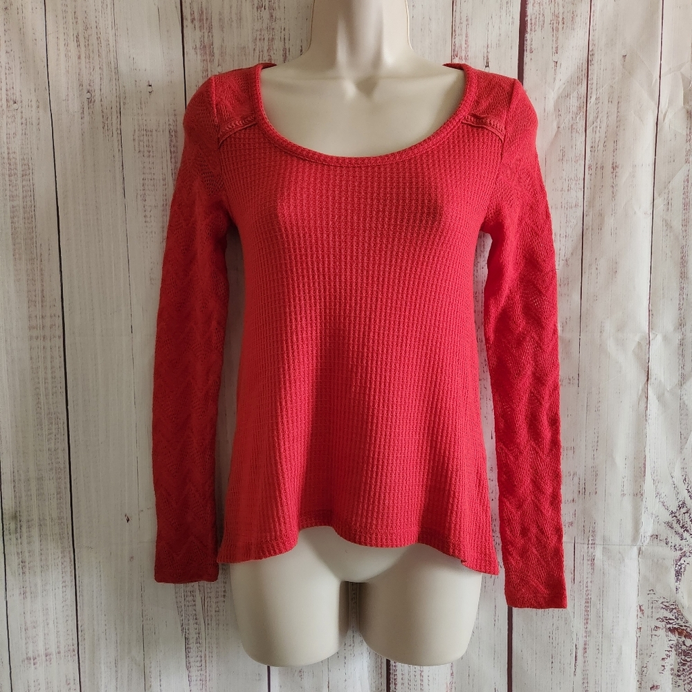 Lucky Brand Waffle Knit Thermal Top Small